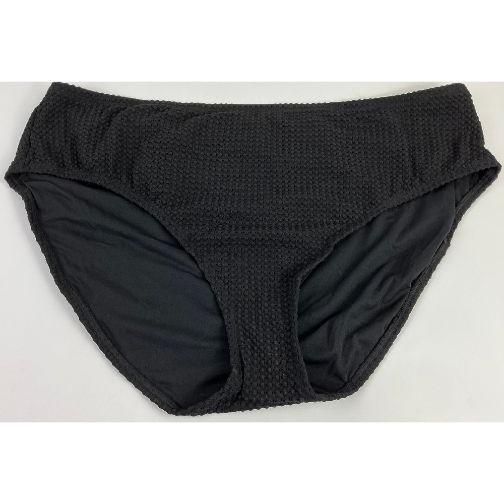 Shade & Shore Women's Bikini Bottom 3X Black Mid Rise‎ Medium Coverage NWT
